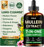 Mullein Drops for Lungs, 120 Servings - Mullein Leaf with 7 Herbs Echinacea, Oregano, Ginger, Elderberry, Marshmallow Root & Thyme - Lung Detox for Smokers - Respiratory, Immune & Lymphatic Drainage