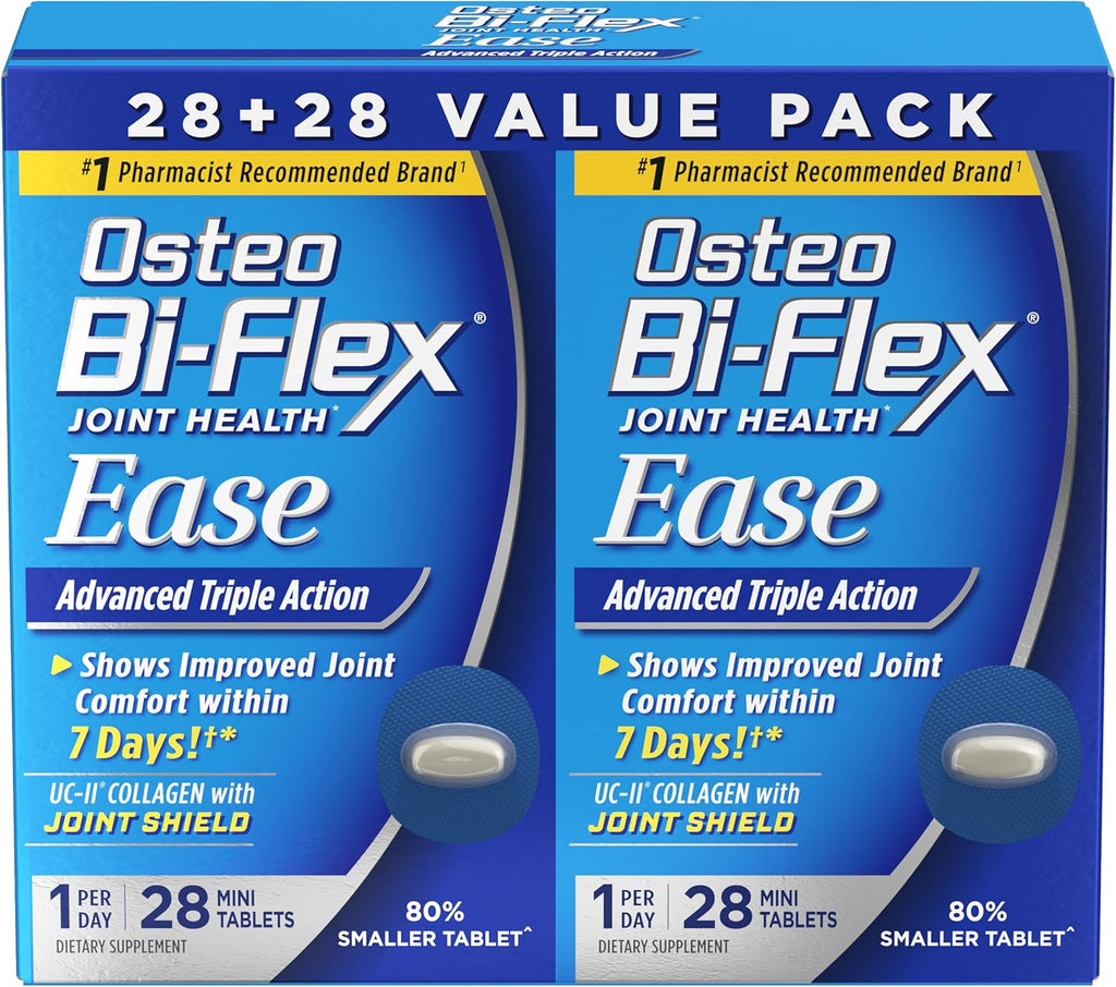 Osteo Bi-Flex Ease Mini Tablet Triple Action UC-II Collagen Supplement with Vitamin D, Improve Joint Function, Strength, Flexibility, Mobility 28 Mini Tabs, 2 Pack