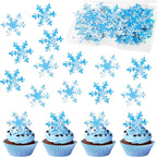 50 PCS Edible Snowflake Cake Cupcake Toppers christmas cake Party decorating Wafer Paper Snowflake Cupcake Decorations for Christmas Winter Frozen Theme Baby Shower Birthday Party Decor Supplies