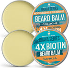 Biotin Beard Balm for Men – Beard Growth & Thickener, Shea Butter Beard Cream & Conditioner, Softening Balm for Fuller Beard & Mustache Growth (4 oz, 2 Pack)