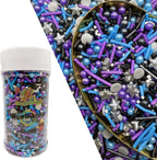 CandiJumpin Black Blue and Purple Pearl Sprinkles, Edible Pearls and Jimmies Mix Black Blue and Purple Sprinkles Crunchy Jimmies Edible Pearls for Cake Decorating Pearl Decoration for Baking Baby Shower Party Birthday Wedding Christmas Supplies 3 OZ