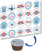 Edible image for Happy Father's Day compatible with Oreo cookies, cupcake, chocolate covered topper, Dad cake image /Super Dad theme/Edible Party supplies decoration /1 sugar sheet PRECUT. 15 circles 2" each