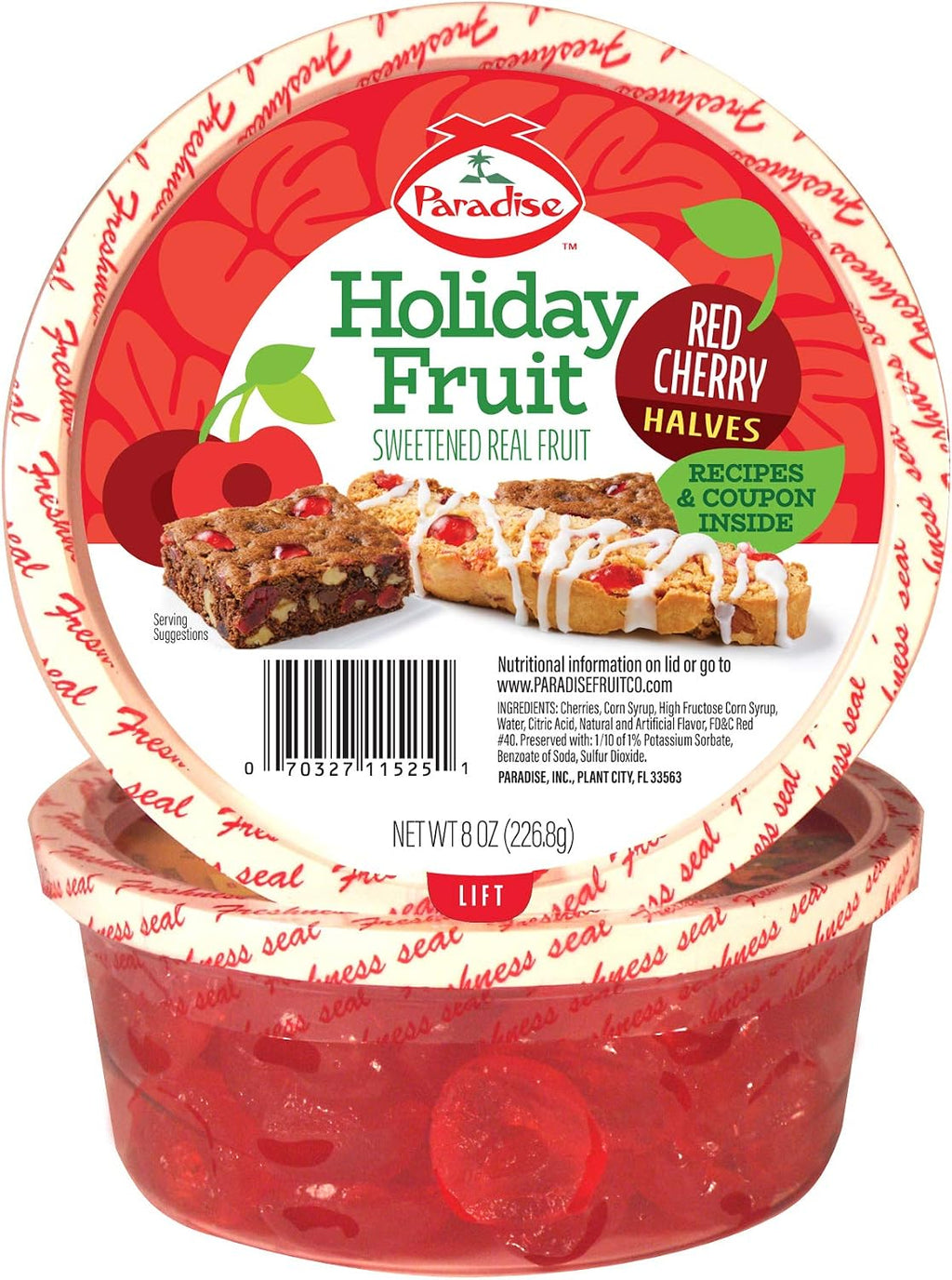 Paradise Red Cherry Halves, 8 Ounce