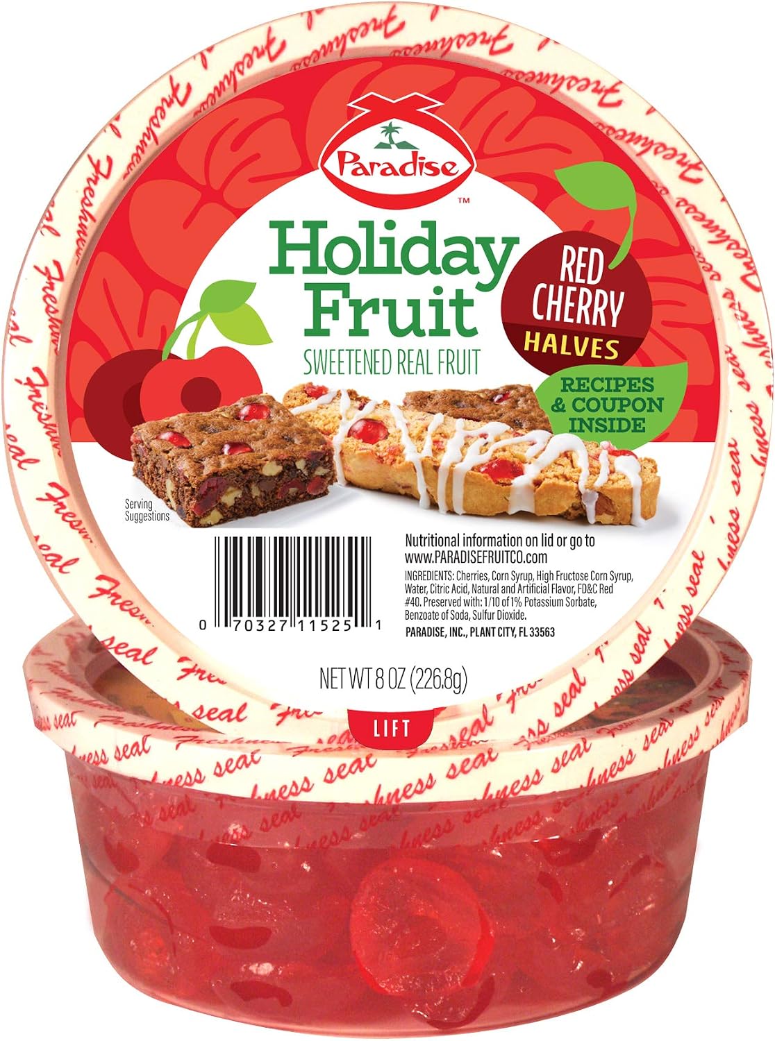 Paradise Red Cherry Halves, 8 Ounce
