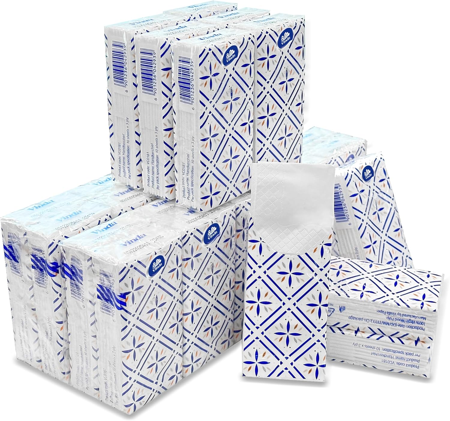 Vinda 3-Ply Ultra Care Pocket Tissues, Portable Toilet Paper, Travel Size (30 Packs of 10 Tissues) – Soft, Strong & Absorbent for Bag, Pocket, Car and Everyday Use