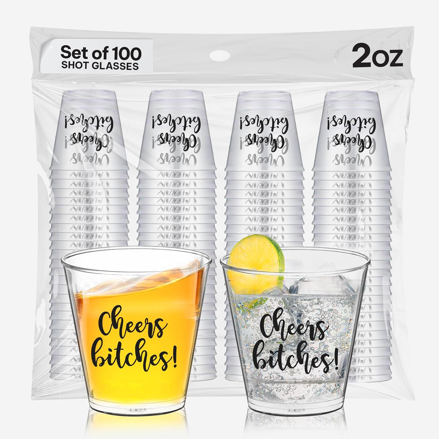 Cheers Bitches Bachelorette Shot Glasses – 100 PCS 2oz Each - Girls Night, Bachelorette Decorations, Ladies Night Favors, and Bridesmaid Party Supplies