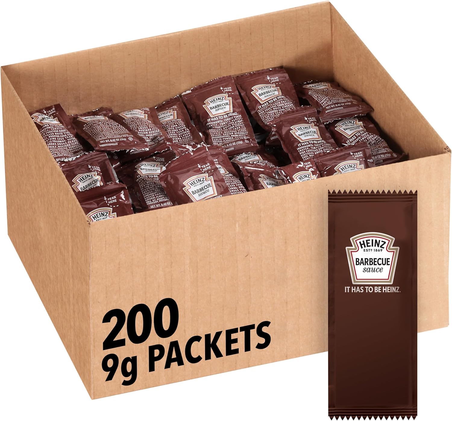Heinz BBQ Sauce Single Serve Packet (0.4 oz Packets, Pack of 200)