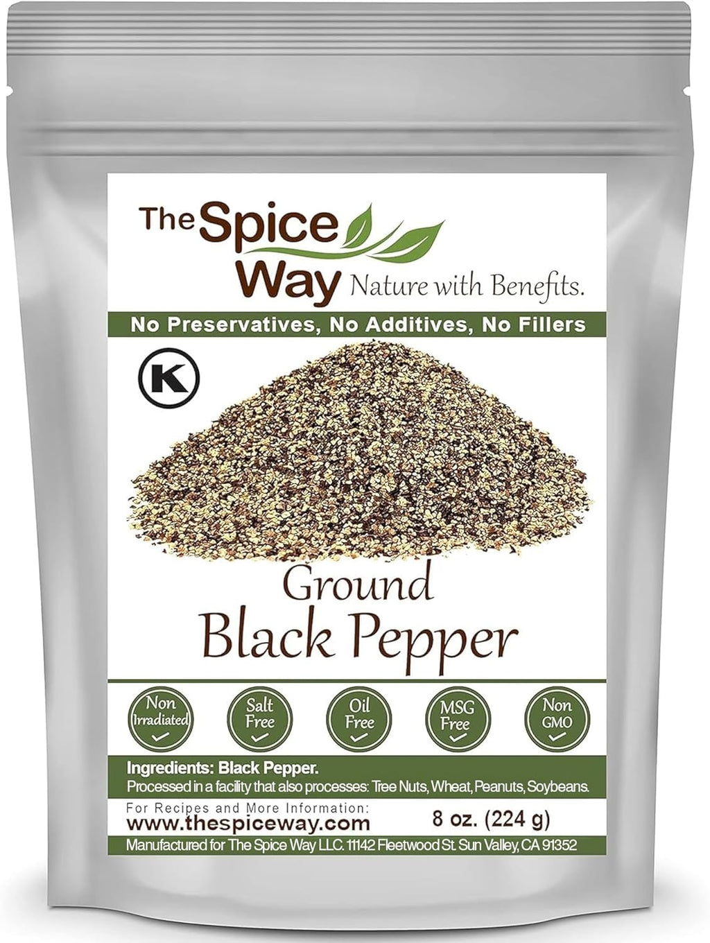 The Spice Way Ground Black Pepper - 8 oz Fine Ground Pepper - Black Pepper Powder used for Steak, Eggs, Chicken and More - Black Pepper Ground for Cooking- Fine Ground Black Pepper Pantry Staple