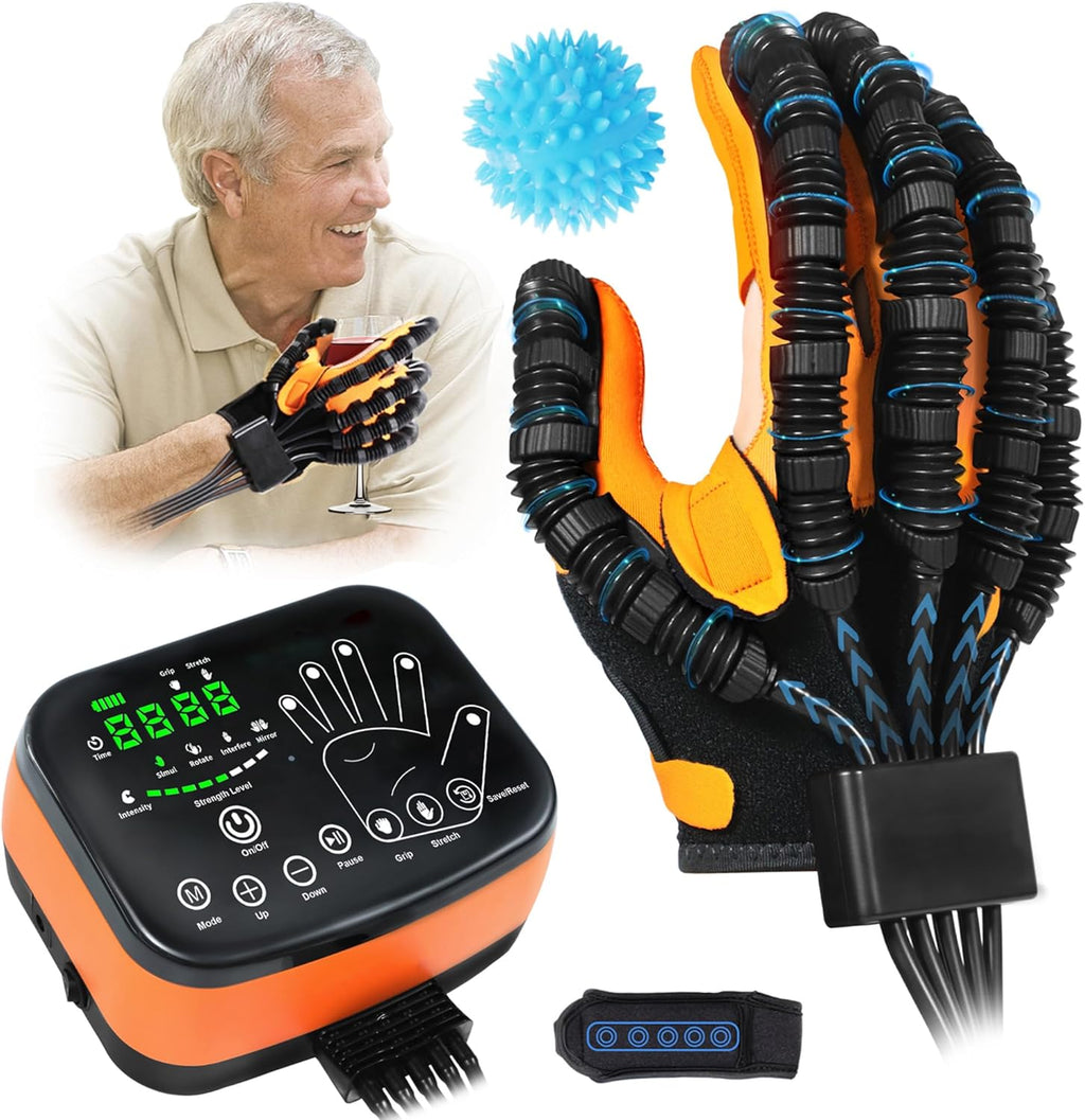MZU 6th Generation Rehabilitation Robot Gloves For Stroke And Hand, Robotic Gloves Stroke Rehab, Hand Exercisers For Therapy, 4 Modes, Adjustable Intensity, Touch Panel.