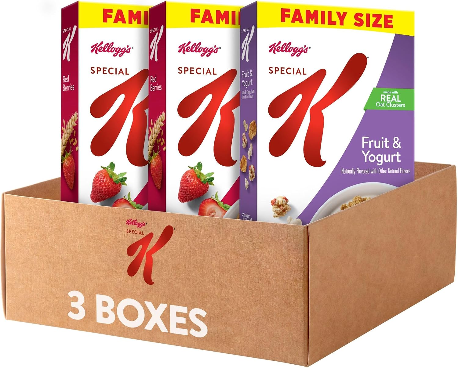 Kellogg’s Special K Breakfast Cereal, Family Breakfast, Fiber Cereal, Family Size, Variety Pack (3 Boxes)