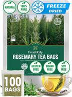 FreshXify Premium Pure Rosemary Tea Bags – 100 Tea Bags, 100% Natural Freeze-Dried Rosemary Leaves, Caffeine-Free, No Additives, Vegan Herbal Tea (1.5g/Bag)