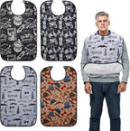 4-Pack Adult Bibs for Eating, 18"x30" Waterproof Bibs for Men with Snap Buttons and Crumb Catcher - Adjustable and Washable Clothing Protector for adults,Seniors and People with Disabilities
