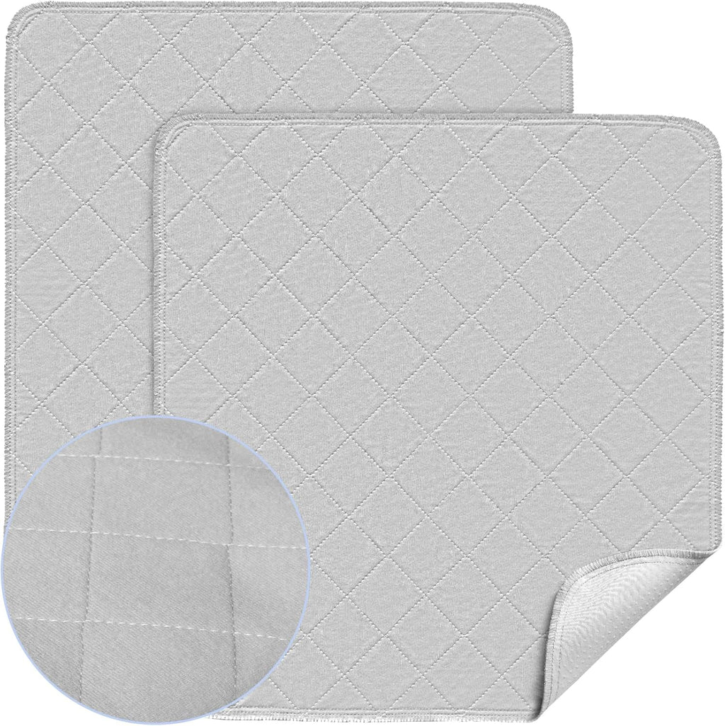 Waterproof Chair Pads for Incontinence Washable, 22" x 21" Under Pads for Adults Washable, 2 Pack Incontinence Chair Pads, Wheelchair Reusable Seat Pads Cover for Men, Women, Adults, Grey