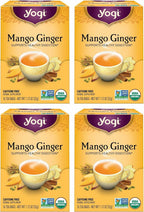 Yogi Tea Mango Ginger - 16 Bags per Pack (4 Packs) - Organic Ginger Root Tea to Support Healthy Digestion - Contains Antioxidants - Includes Cinnamon Bark, Rooibos Leaf, Mango Flavor & More