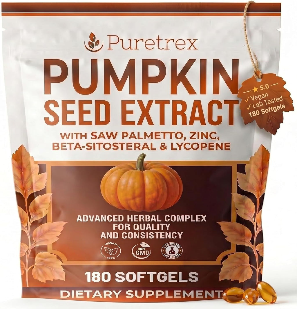 Pumpkin Seed Oil with Saw Palmetto, Beta-Sitosterol, Zinc & BioPerine® – 180 Vegan Softgels | Prostate & Hair Growth Support | DHT Blocker | Urinary & Bladder Health | Cold-Pressed