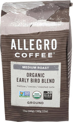 Allegro Coffee Organic Early Bird Blend Ground Coffee, 12 oz