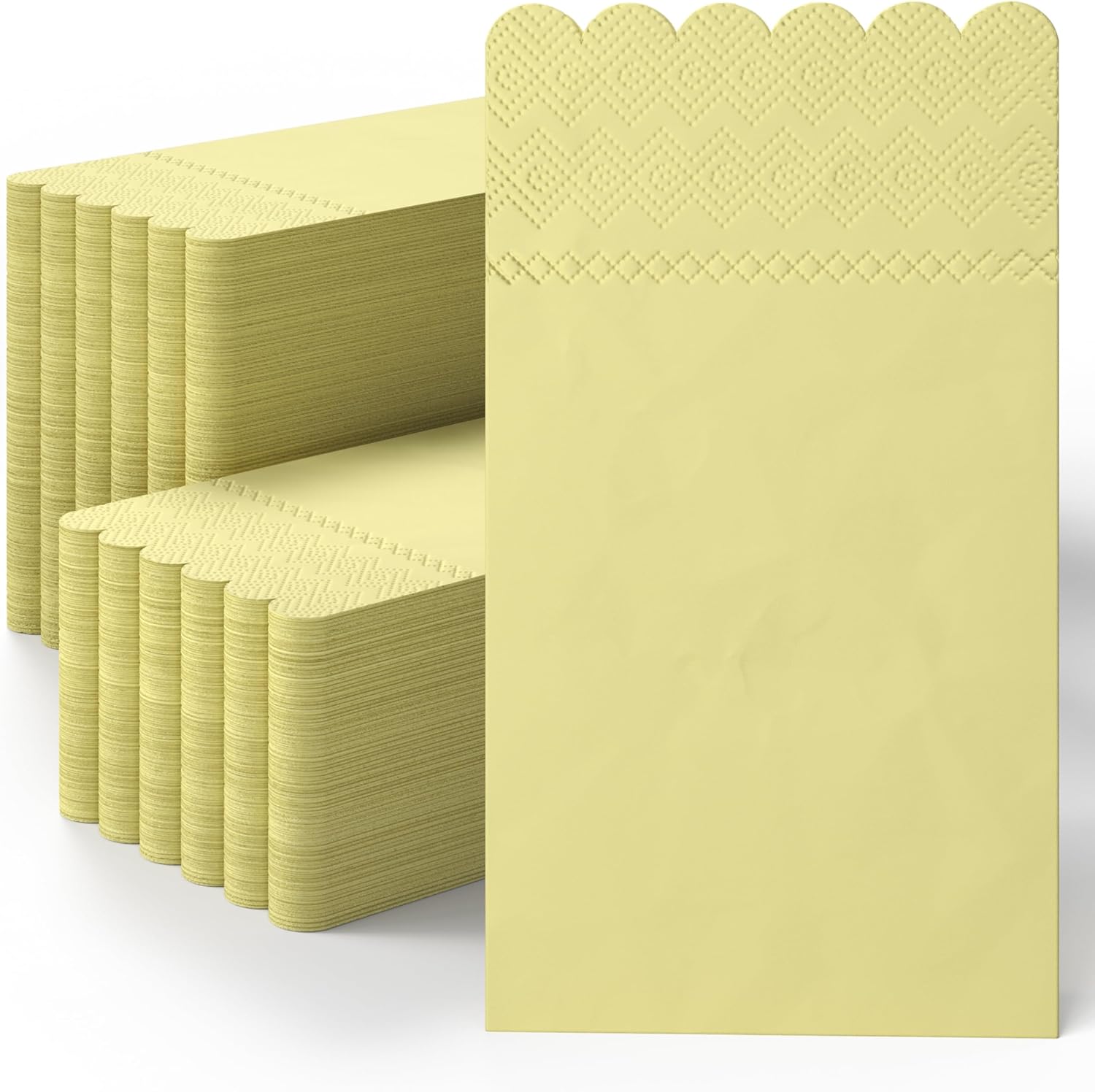 Party Solids Yellow Scalloped Napkins Disposable 20 Pcs 3-Ply Yellow Scalloped Dinner Napkins Disposable Decorative for Dinners & Parties, Paper Guest Towels for Bathroom & Party Supplies