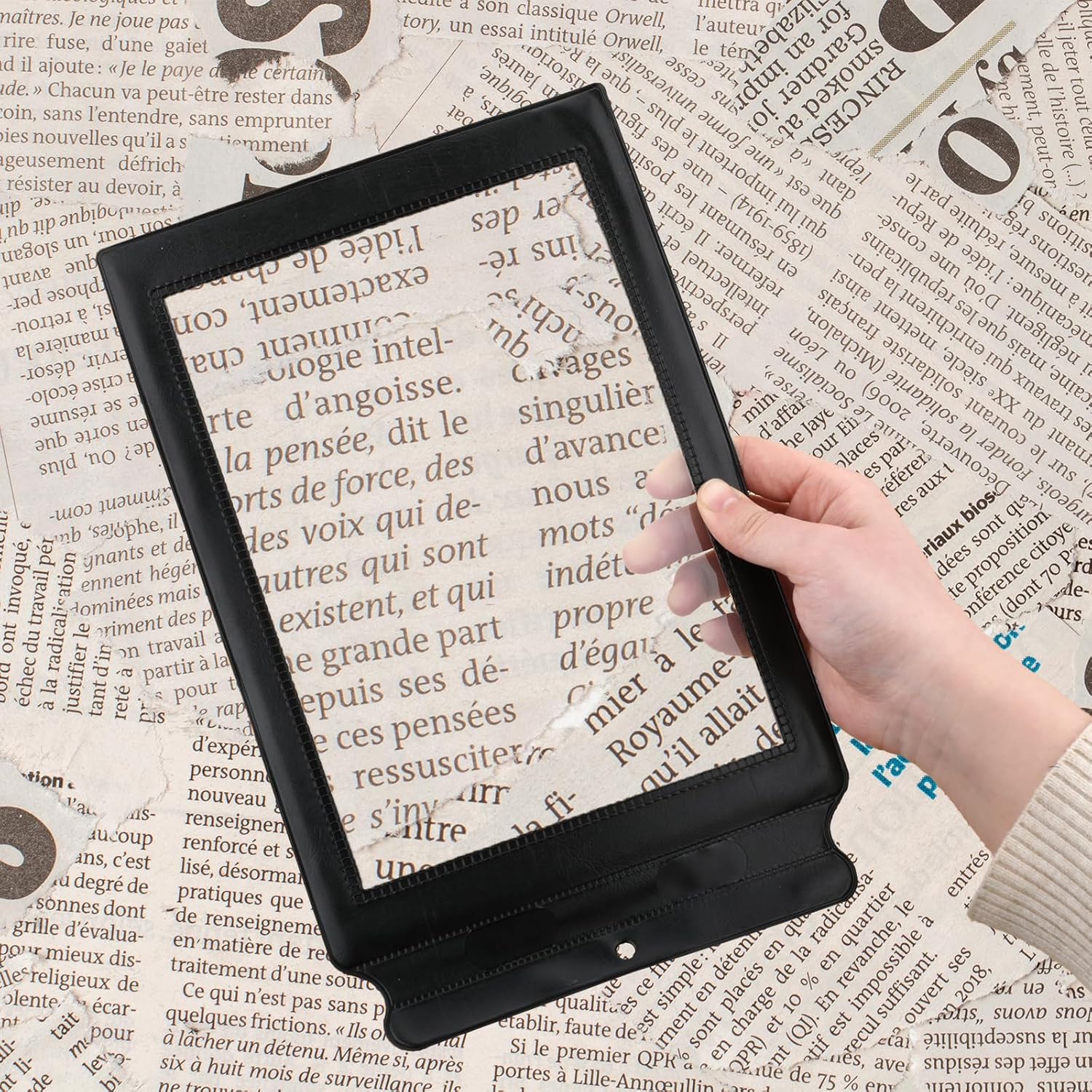 5X Full Page Magnifier for Reading, Handheld Full Book Page Magnifier Glass Bendable Book Magnifying Glass Lightweight Magnifiers for Reading Small Prints and Low Vision Seniors