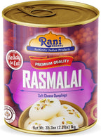 Rani Rasmalai (Soft Cheese Dumplings) 35.3oz (2.2lbs) 1kg, Approximately 14 pieces, Easy Open Lid ~ Ready to eat | Gluten Free | Non-GMO | Kosher | Indian Origin