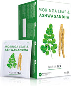 Nutra Tea - Moringa Leaf & Ashwagandha – Moringa Tea Bags, Ashwagandha Tea Bags - For Mood Support and Stress Relief - 40 Individually Wrapped Bags - Herbal Infusion (2 Pack)