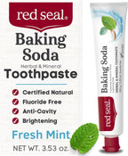 Red Seal Fluoride Free Toothpaste - Baking Soda - Herbal & Mineral Formula, Vegan-Friendly, Cruelty-Free, SLS and Paraben-Free, No Artificial Flavors, NATRUE Certified Natural, Dry Mouth Relief
