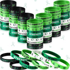 50 Pcs Mental Health Awareness Bracelets Bulk Green Ribbon Silicone Wristband Motivational Green Bracelets Rubber for Men Women Mental Health Awareness Month Gifts