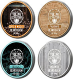 Viking Revolution 4 Beard Balm Variety Pack (1oz Each) – Coffee & Whiskey, Palo Santo, Sea Salt and Unscented – Styles, Strengthens & Softens Beards & Mustaches – Leave-In Conditioner Wax for Men