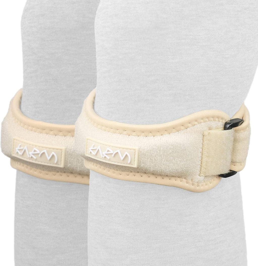 KARM Patella Band - Patellar Tendon Support Strap - Knee Bands for Pain, Basketball, Sports - Jumpers Knee Brace for Women & Men (XS/S/M/L/XL, Single Strap, Black)