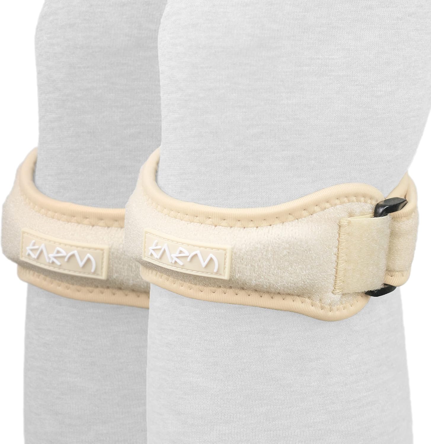 KARM Patella Band - Patellar Tendon Support Strap - Knee Bands for Pain, Basketball, Sports - Jumpers Knee Brace for Women & Men (XS/S/M/L/XL, Single Strap, Black)