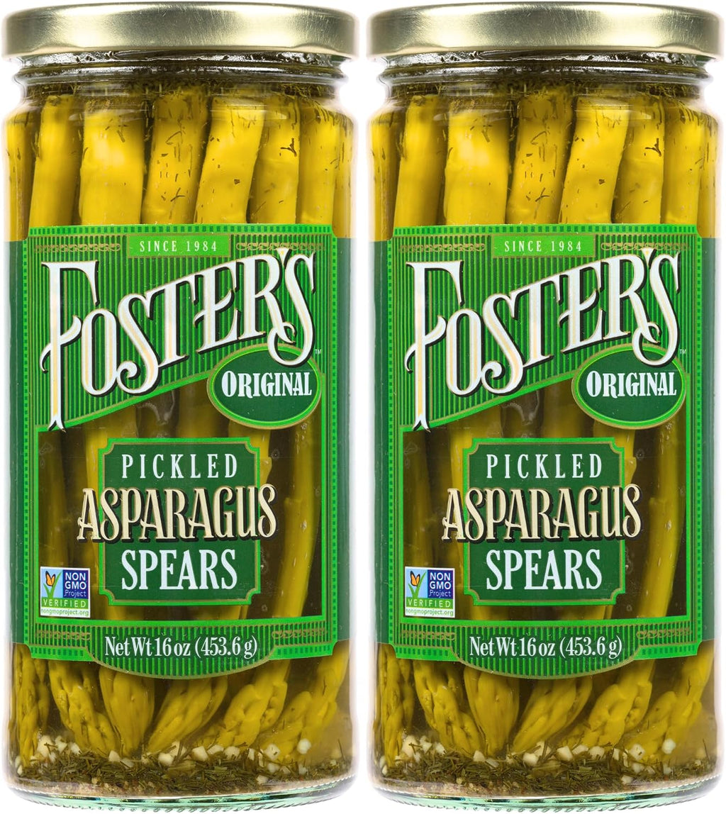 Foster's Pickled Asparagus Spears in a Jar, Original, 16oz, 2 Pack, Traditional Pickled Vegetables Recipe for over 40 years, Low Calorie Snack, Gluten Free, Fat and Preservative Free Pickles