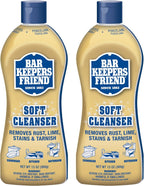 Bar Keepers Friend Soft Cleanser Liquid, 13 oz x 2, Multipurpose Surface Cleaner, Soap Scum & Grease from Stainless Steel & More