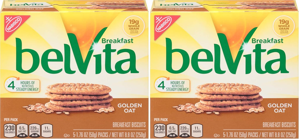 belVita Breakfast Biscuits, Golden Oat Breakfast Biscuits, 8.8 oz (Pack of 2)