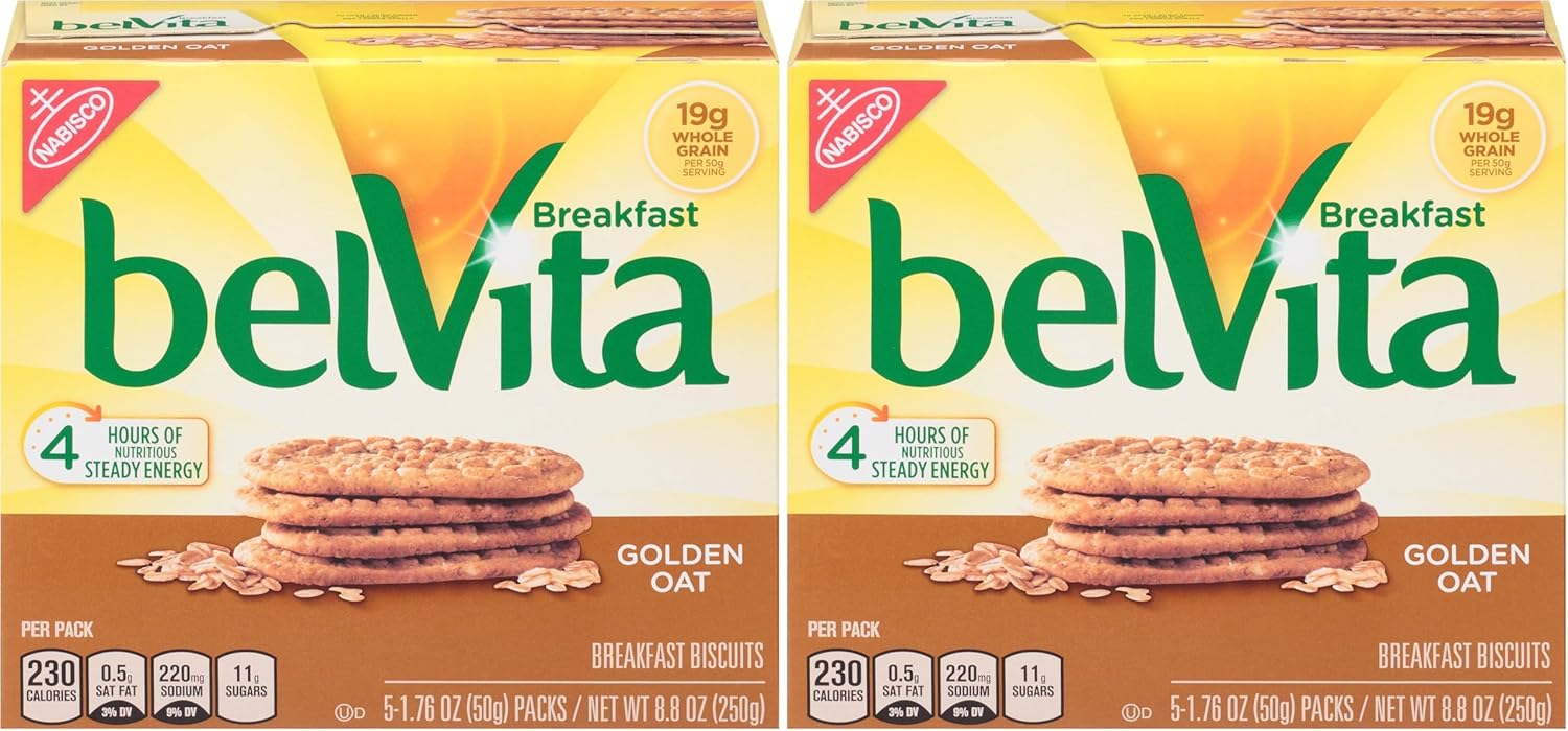 belVita Breakfast Biscuits, Golden Oat Breakfast Biscuits, 8.8 oz (Pack of 2)