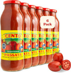 Cento Tomato Passata 24 Oz (Pack of 6) 100% Fresh Italian Sieved Tomato Puree for Homemade Pasta Sauce, Soup, Pizza, Meat, Salsa Recipes - Made in Italy - Non-GMO, Gluten-Free
