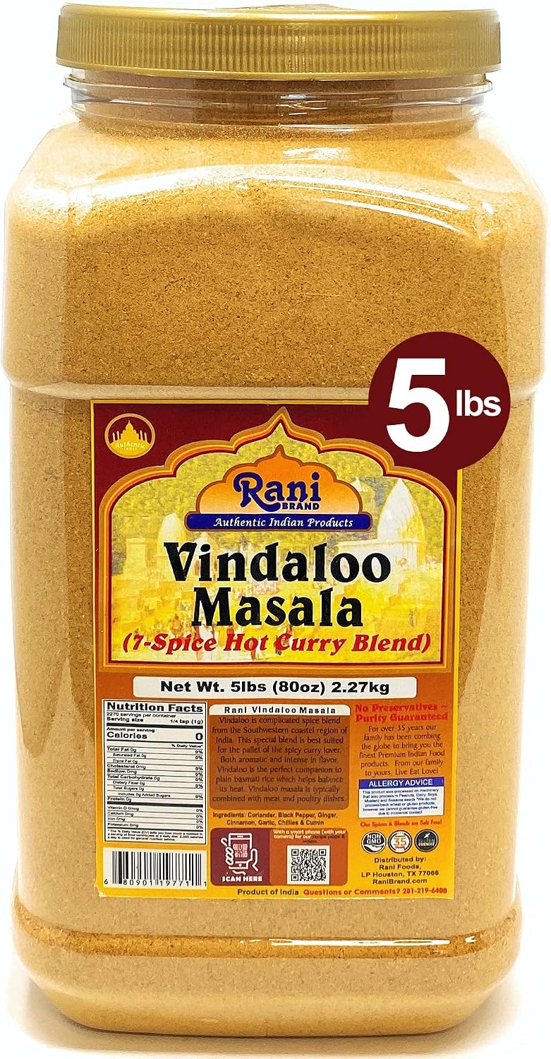 Rani Vindaloo Curry Masala Indian Spice Blend 80oz (5lbs) 2.27kg Bulk PET Jar ~ All Natural | Salt Free | Vegan | Gluten Friendly| NON-GMO | No colors | Indian Origin
