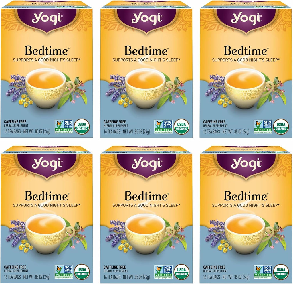 Yogi Tea - Bedtime (6 Pack) - Supports a Good Night’s Sleep - Tea with Passionflower, Chamomile, Valerian Root, and Lavender - 96 Organic Herbal Tea Bags