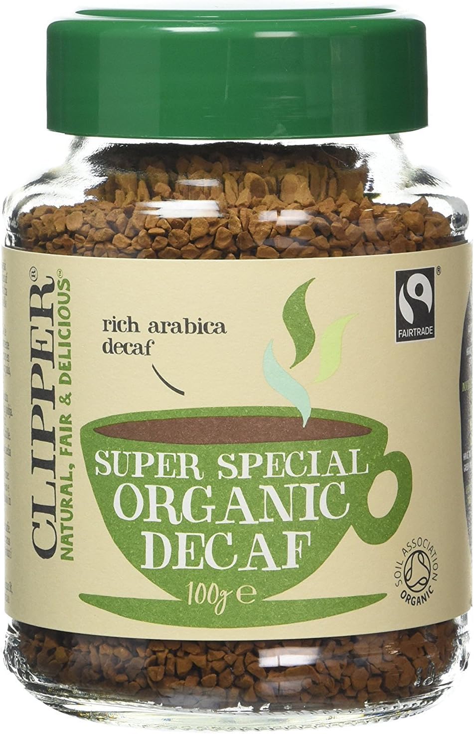 Clipper Fairtrade Medium Roast Decaffeinated Organic Arabica Coffee 100 g (Pack of 2)