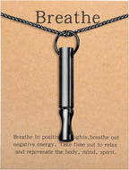 Mindfulness Breathing Necklace Stress Relief Pendant Stainless Steel Anxiety Breathe Necklace for Women Men