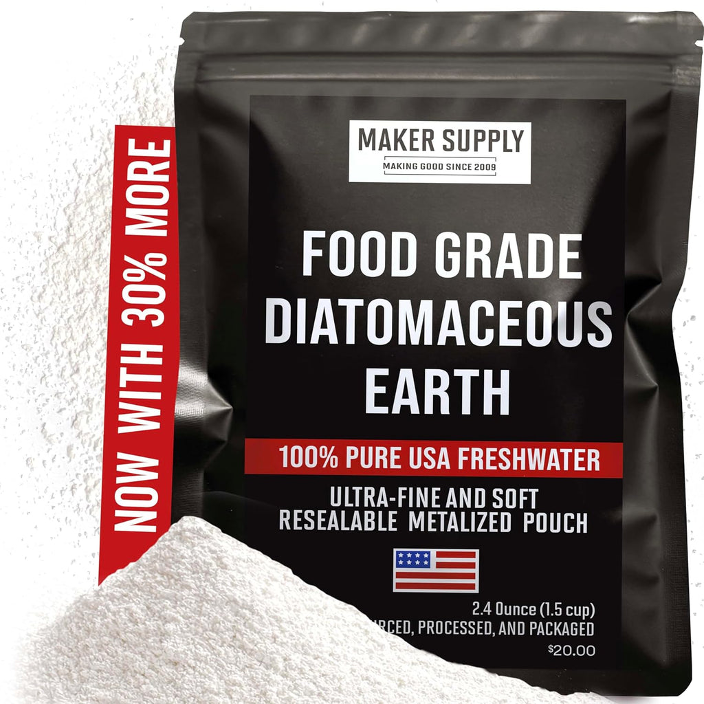Food Grade Diatomaceous Earth Powder – 2.4 oz | Ultra Fine Freshwater DE | Smooth Non-Gritty Texture | Natural Organic Mineral | Safe for Humans & Pets | Resealable Pouch