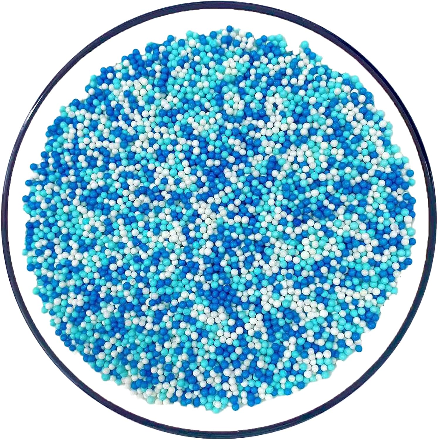 Sentovac Blue and White Nonpareils Sprinkles Edible 2mm Mini Peals Sprinkle for Cake Decorating Sugar Candy Cookie Cupcake Topper Baking Decorations Halloween Christmas Baby Shower Supplies