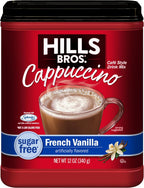 Hills Bros. Cappuccino Mix – Rich, Frothy Coffeehouse-Tasting Instant Drink Mix – Quick & Easy Preparation – Perfect for Hot & Iced Drinks & Creaming Coffee – Sugar-Free French Vanilla, 1 Pack of 12oz