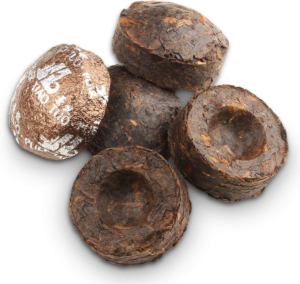 Jinglong Tea Factory - Puerh Tea Mini Tea Cakes (25 Pcs) Ripe Mini Tuocha (4.4 Ounce)