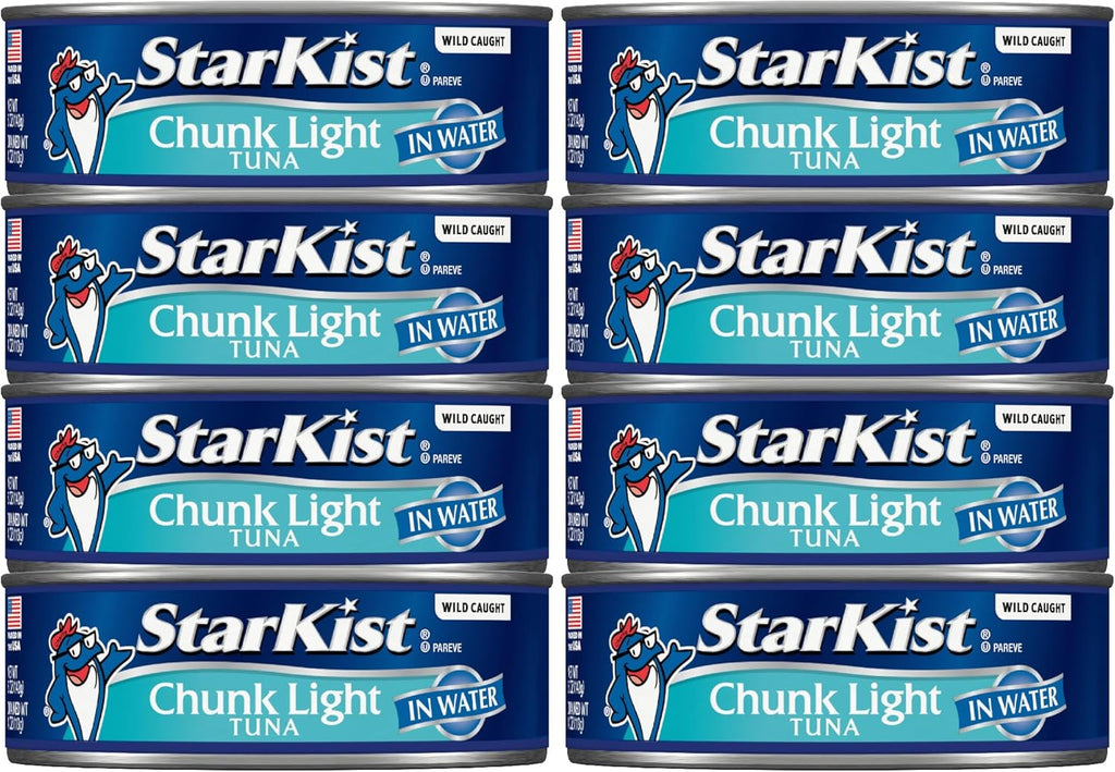 StarKist Chunk Light Tuna in Water, 5 oz (8 Pack) Canned Tuna Fish, Wild Caught, Gluten Free, Ready to Eat, Perfect for Salads, Keto Meals and Snacks, with 20g Protein & 90 Calories Per Serving