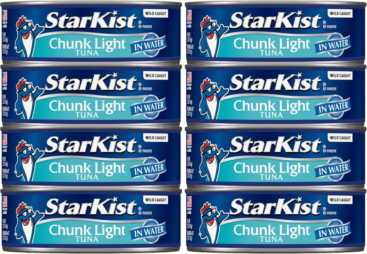 StarKist Chunk Light Tuna in Water, 5 oz (8 Pack) Canned Tuna Fish, Wild Caught, Gluten Free, Ready to Eat, Perfect for Salads, Keto Meals and Snacks, with 20g Protein & 90 Calories Per Serving