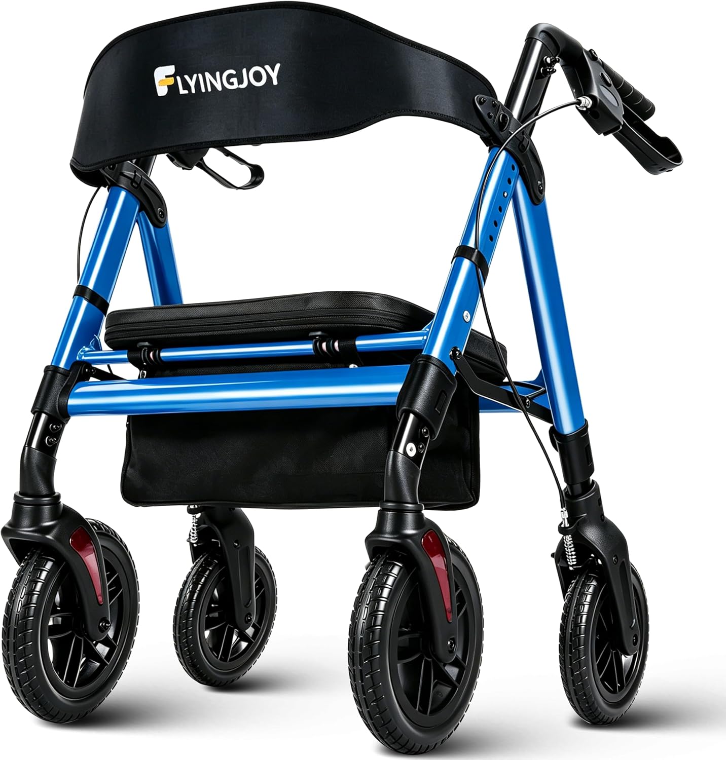 Walkers for Seniors with Seat,450Lbs Rolling Walker, 22" Extra-Wide Heavy-Duty Foldable All-Terrain Rollator Walker with Adjustable Ergonomic Breathable Seat,Brake,Adjustable Height 33"-41.5"(Blue)
