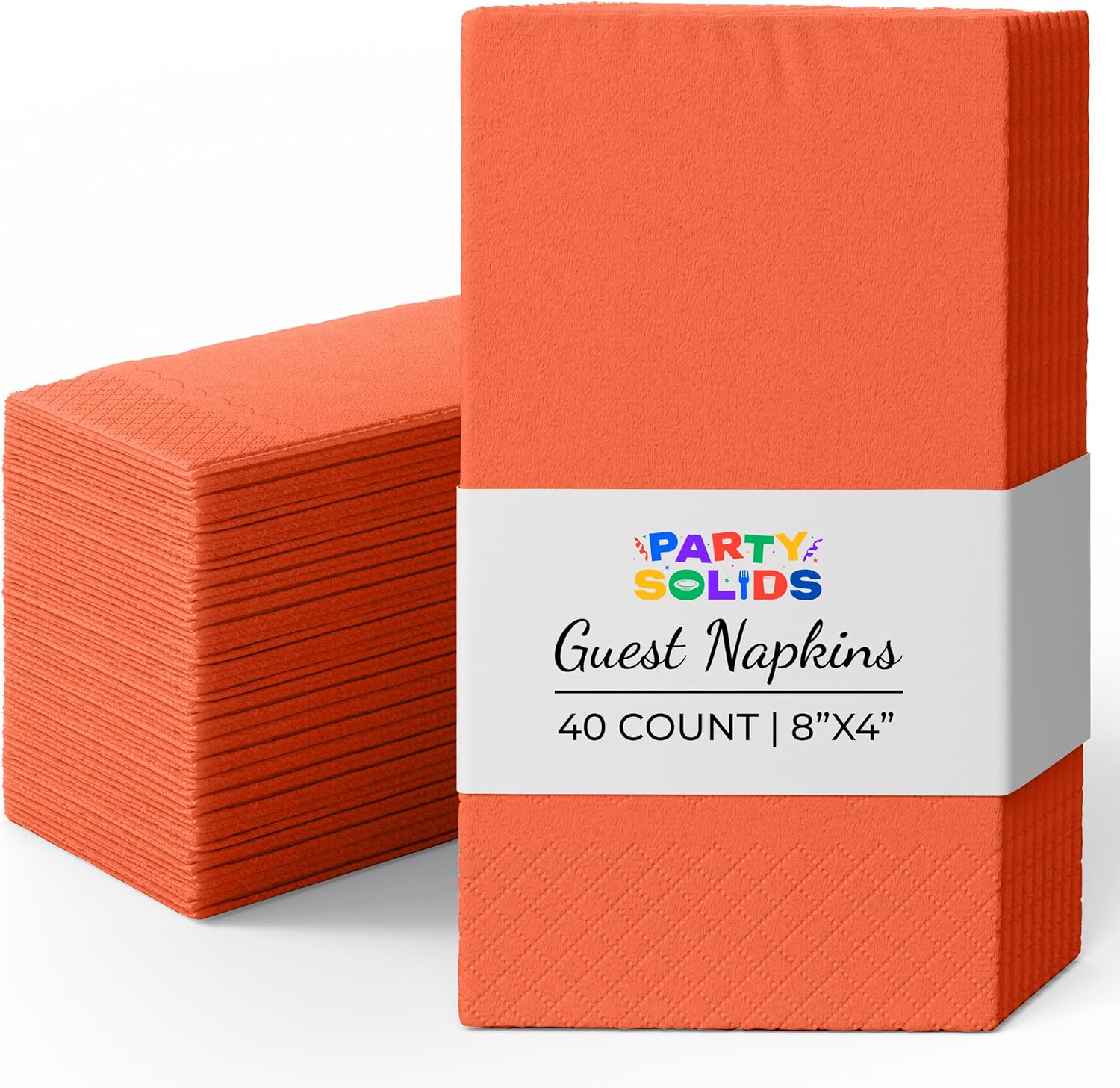 Party Solids Orange Dinner Napkins Disposable 8" x 4" Folded - 40 Pcs 2 Ply Orange Napkins Disposable Paper Guest Towels for Bathrooms, Dinners, Everyday Parties & Party Supplies