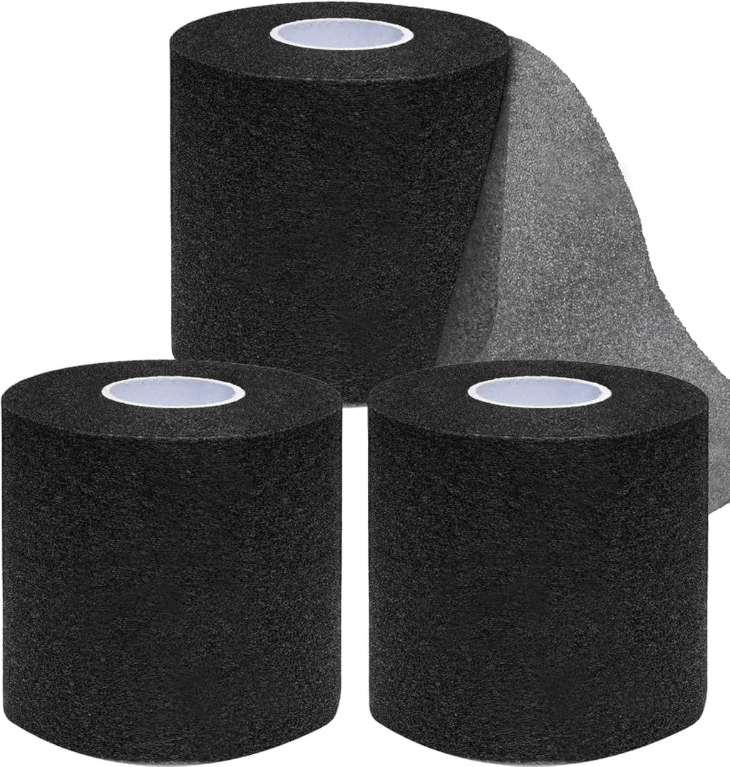 Pre Wrap Tape Athletic,3 Rolls X 22 Yards Black Prewrap,Headbands for Hair,Foam Underwrap Sports Wrap