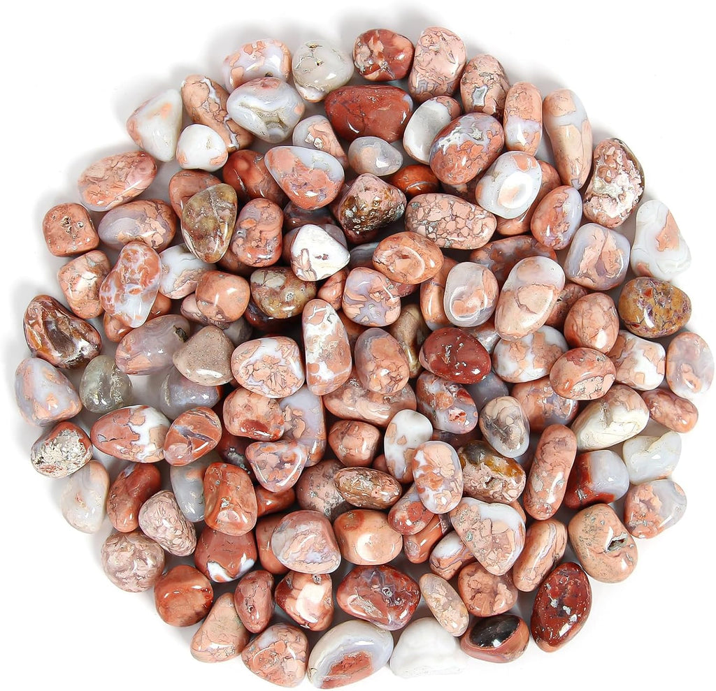 1.1lb Natural Crushed Pink Botswana Agate Crystal Tumbled Chips-Healing Crystals Chips Bulk, Crushed Crystal Gemstones for Crafts, Beautiful Package for Gift (Pink Botswana Agate)