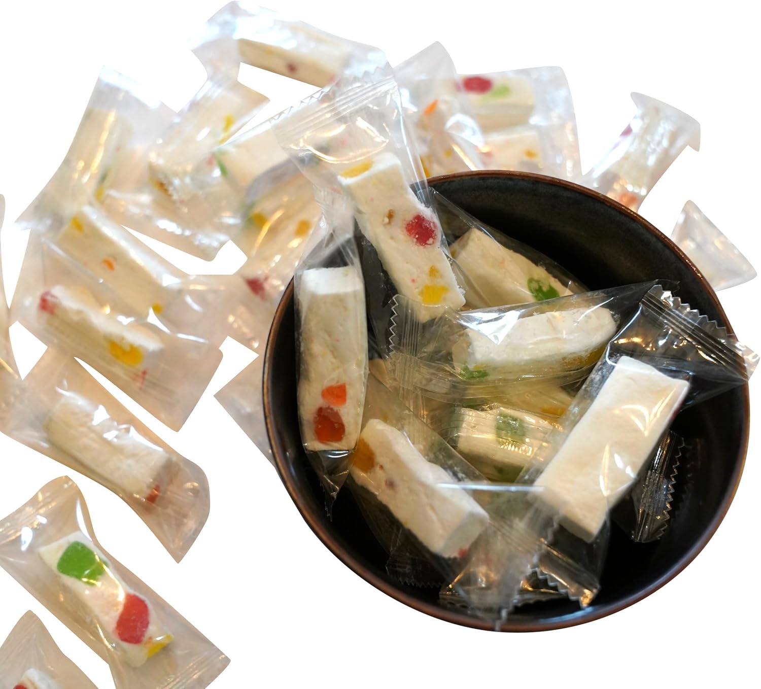 Jube Nougats - 8 oz of Individually Wrapped Fresh Pieces of Soft Nougats with Fruit Flavored Jujubes