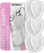 Brison Metatarsal Pads Ball of Foot Cushion 3 Pairs - Metatarsal Pads for Women Men High Heels Inserts - Soft Gel Forefoot Callus Metatarsalgia Pain Prevention Shoe Insoles no Slip Cushioning